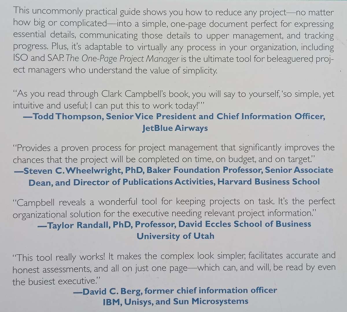 The One-Page Project Manager | Clark A. Campbell
