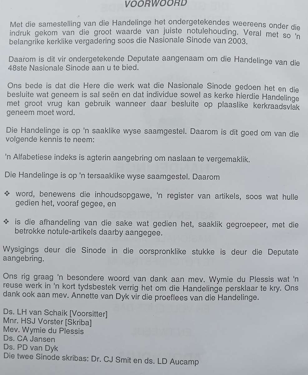 Handelinge van die 48ste Sinode 2003 en Twee Addendum van die Emeritaatsversorgingskombinasie (Af...