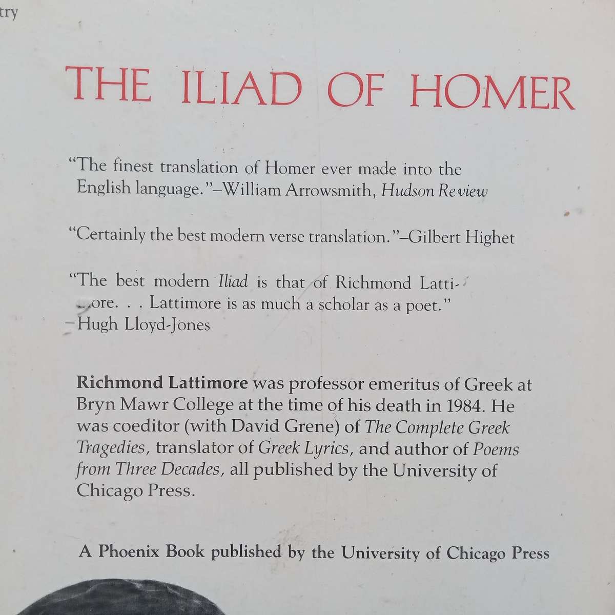 The Illiad of Homer | Richard Lattimore (Translator)