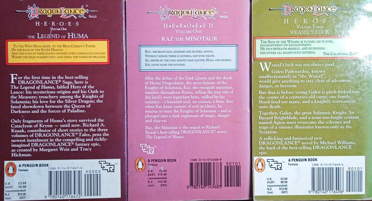 Dragonlance Saga: Kaz the Minotaur, The Legend of Huma and Weasel's Luck | Richard A. Knaak, Rich...