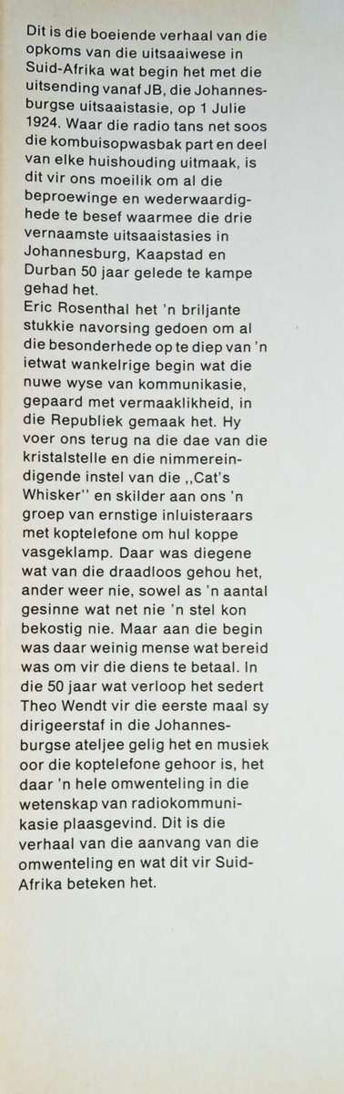 U Het Geluister: 'n Geskiedenis van die Vroe Dae van Radio-Uitsending in Suid-Afrika [Afrikaans...