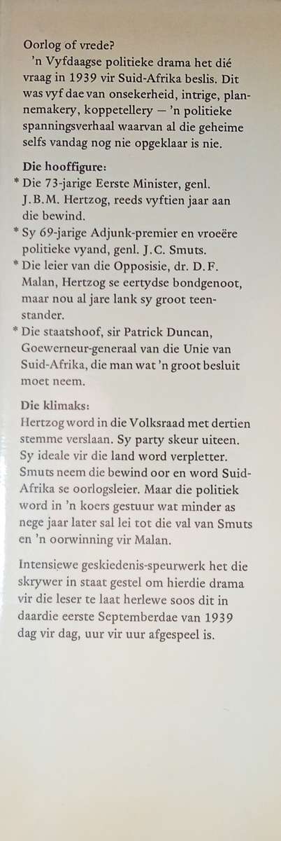 Vyf Dae: Oorlogskrisis van 1939  'n Spanningsverhaal uit SA se Geskiedenis [Afrikaans] | At va...