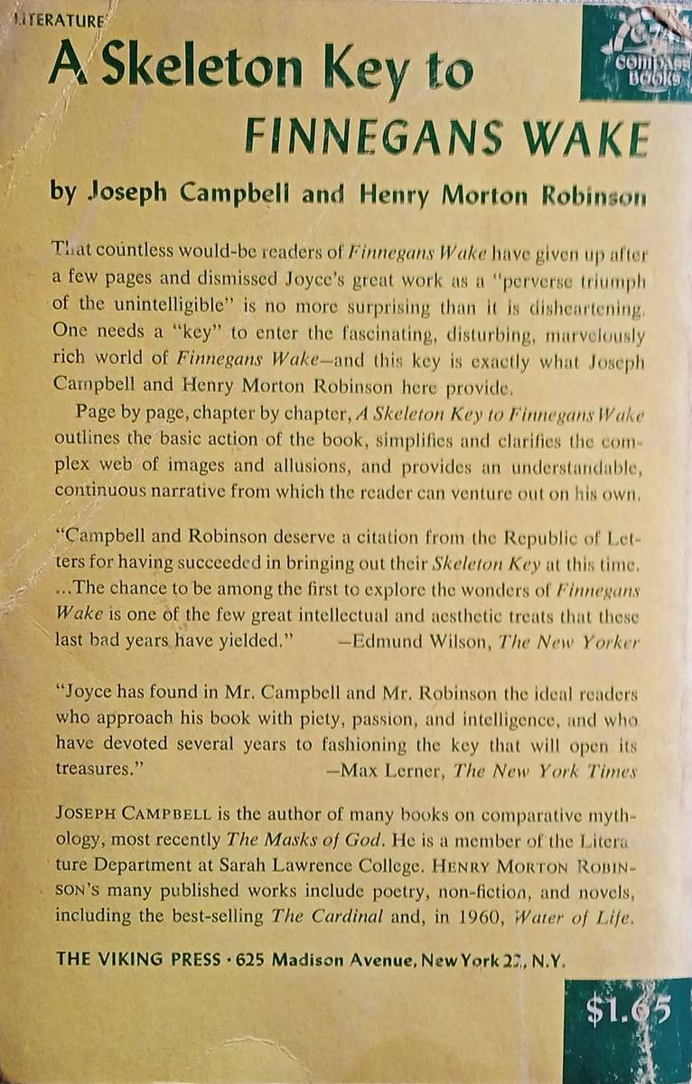 A Skeleton Key to Finnegans Wake | Joseph Campbell and Henry Morton Robinson