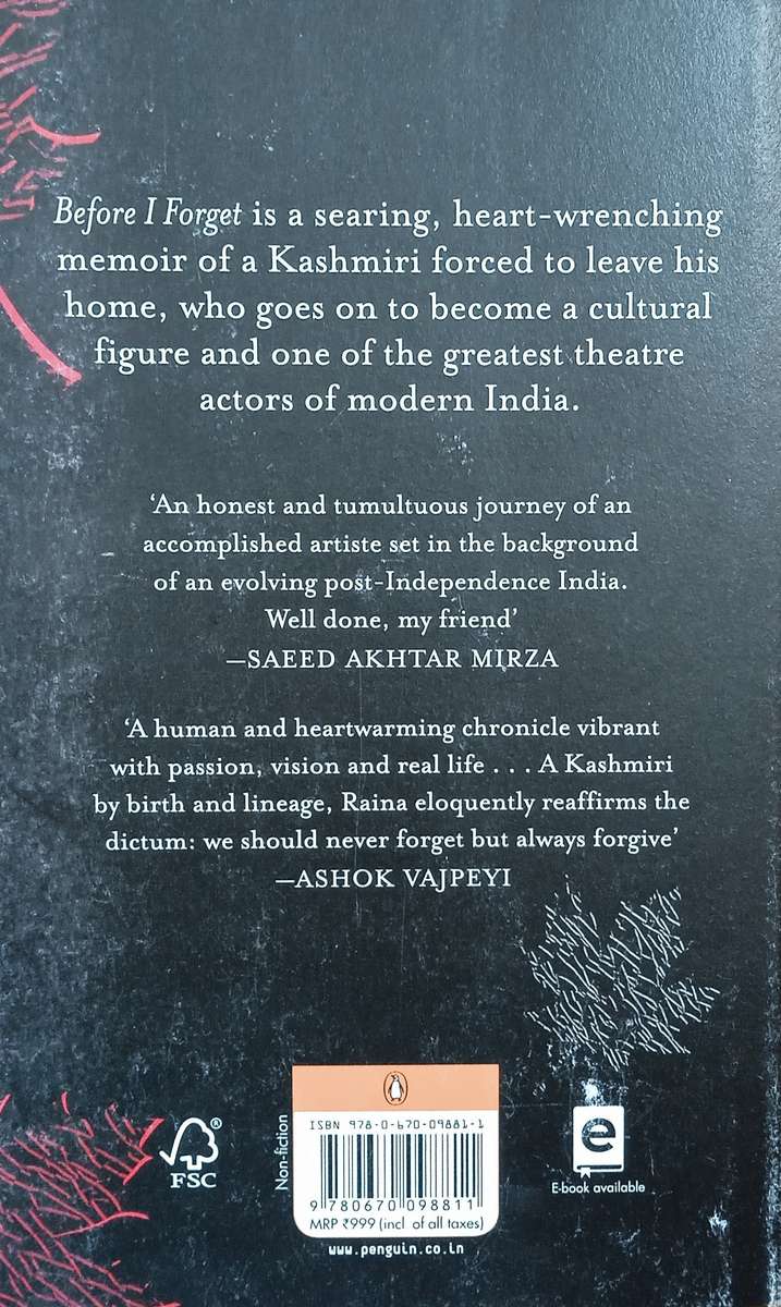 Before I Forget: A Memoir | M.K. Raina