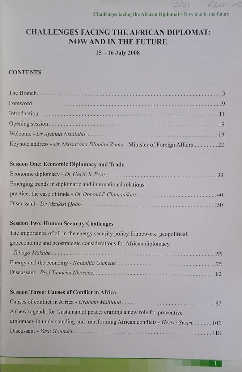 Challenges Facing the African Diplomat, Now and in the Future