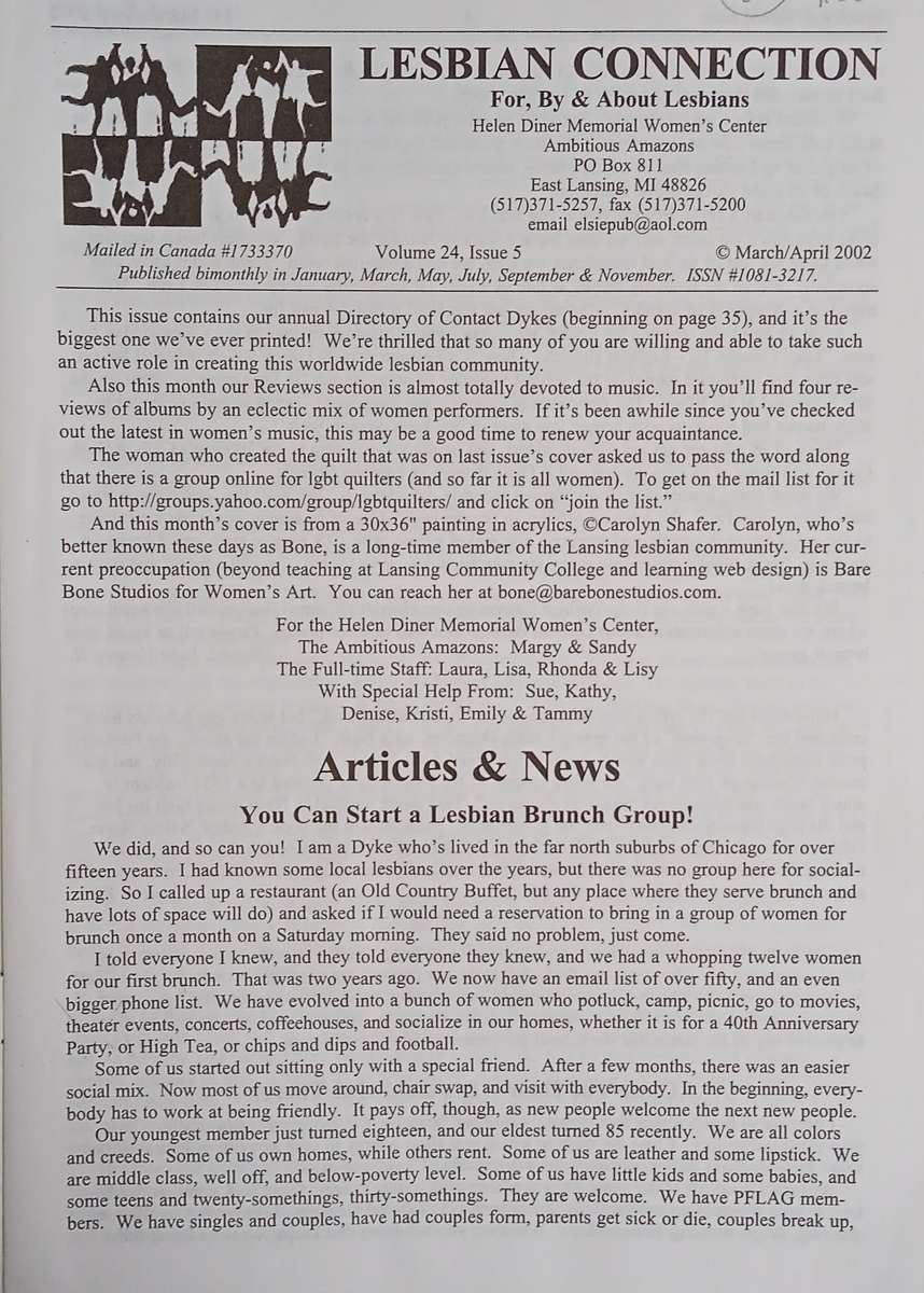 Lesbian Connection, March/April 2002, Volume 24, Issue 5