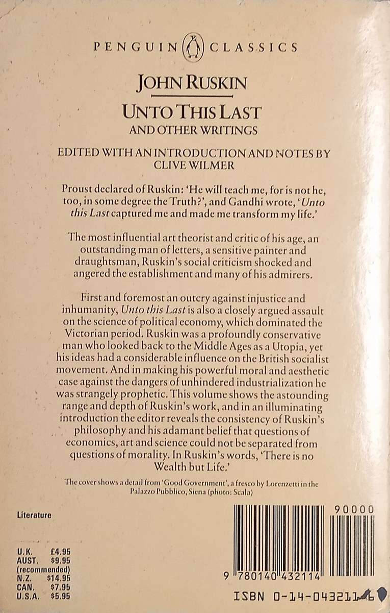 Unto This Last and Other Writings | John Ruskin