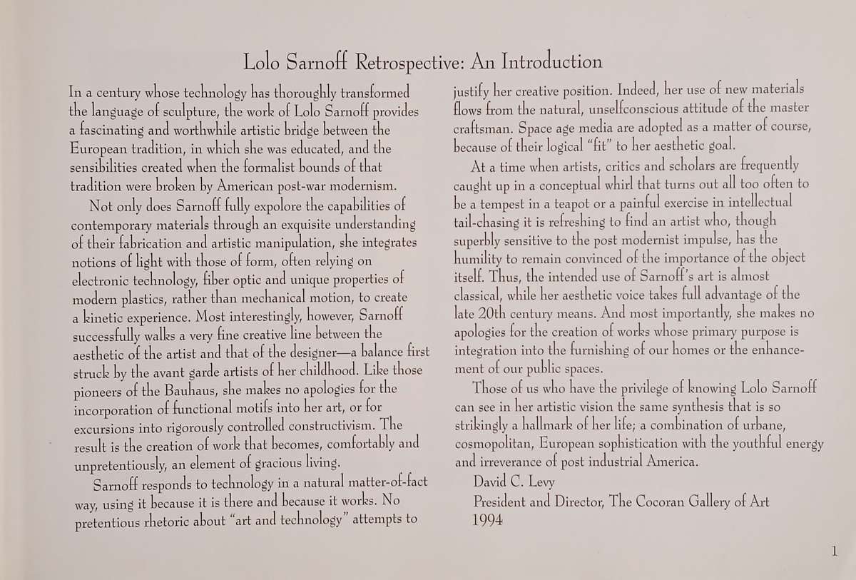 Retrospective | Lolo Sarnoff