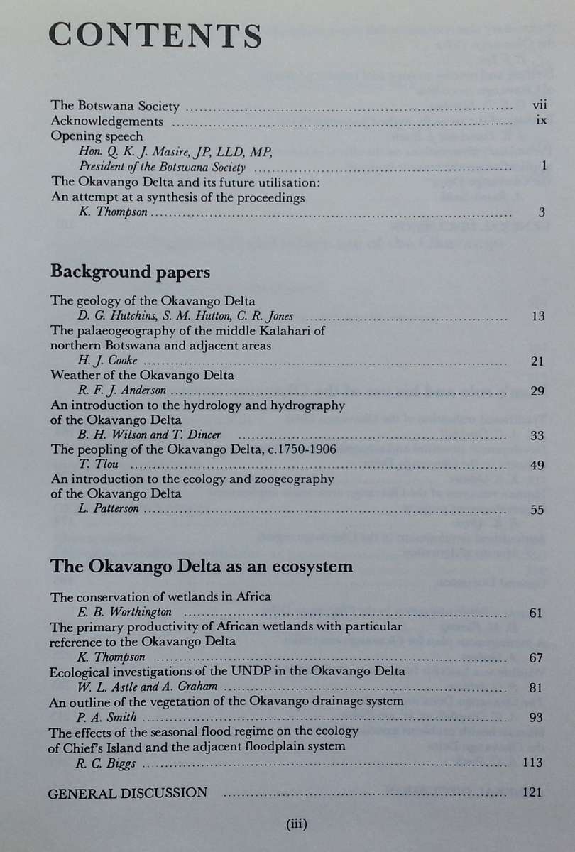 Proceedings of the Symposium on the Okavango Delta and its Future Utilisation (1976)