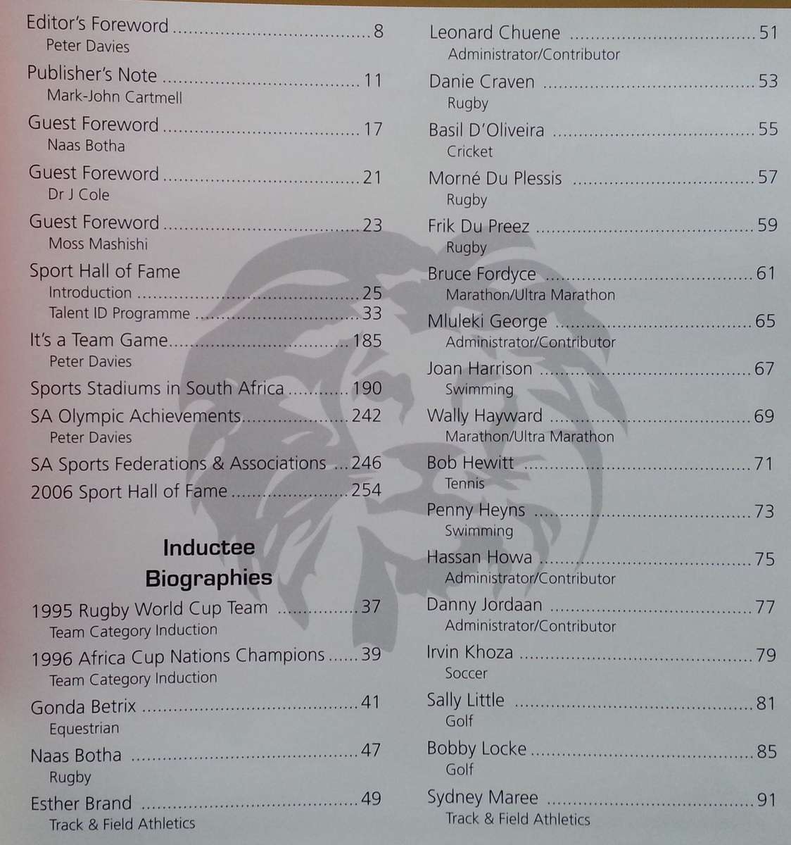 South African Sport Hall of Fame Yearbook 2006 | Peter Davies (Ed.)