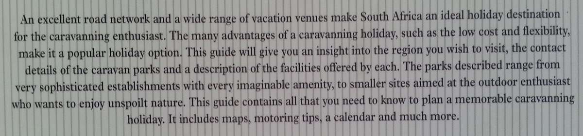 Info Africa Guide to Caravan Parks in South Africa (1998 Edition)