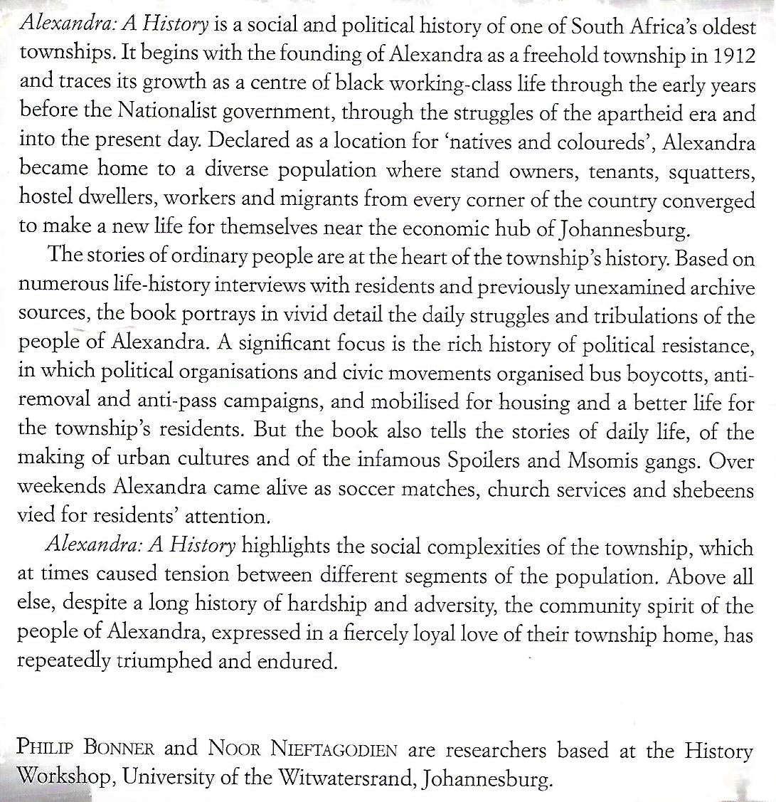 Alexandra: A History | Philip Bonner & Noor Nieftagodien