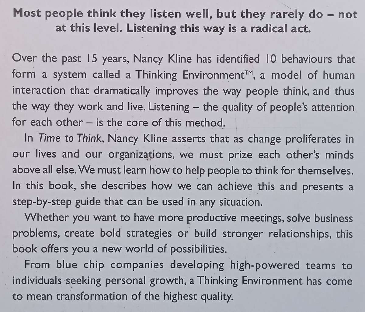 Time to Think: Listening to Ignite the Human Mind | Nancy Kline