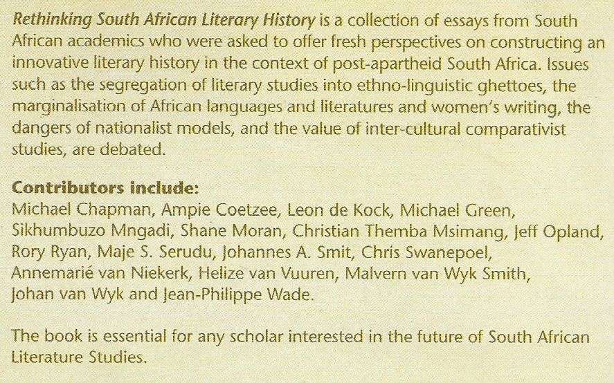 Rethinking South African Literary History | Johannes A. Smit, et al. (Eds.)