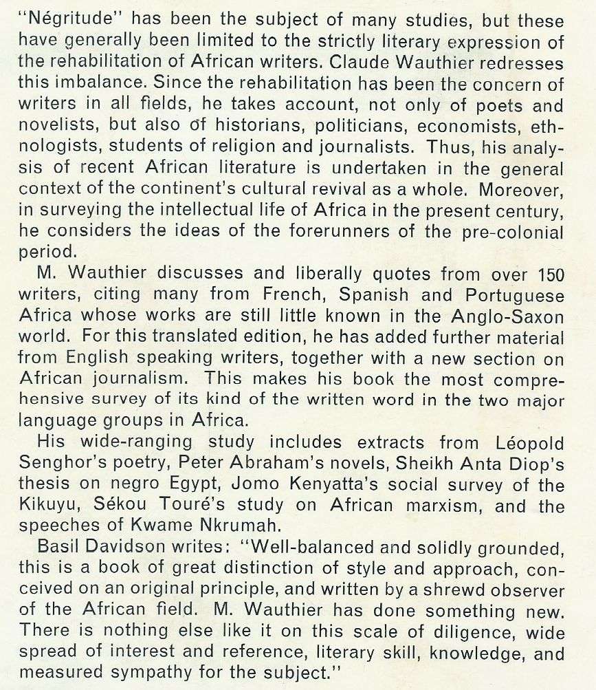 The Literature & Thought of Modern Africa: A Survey | Claude Wauthier