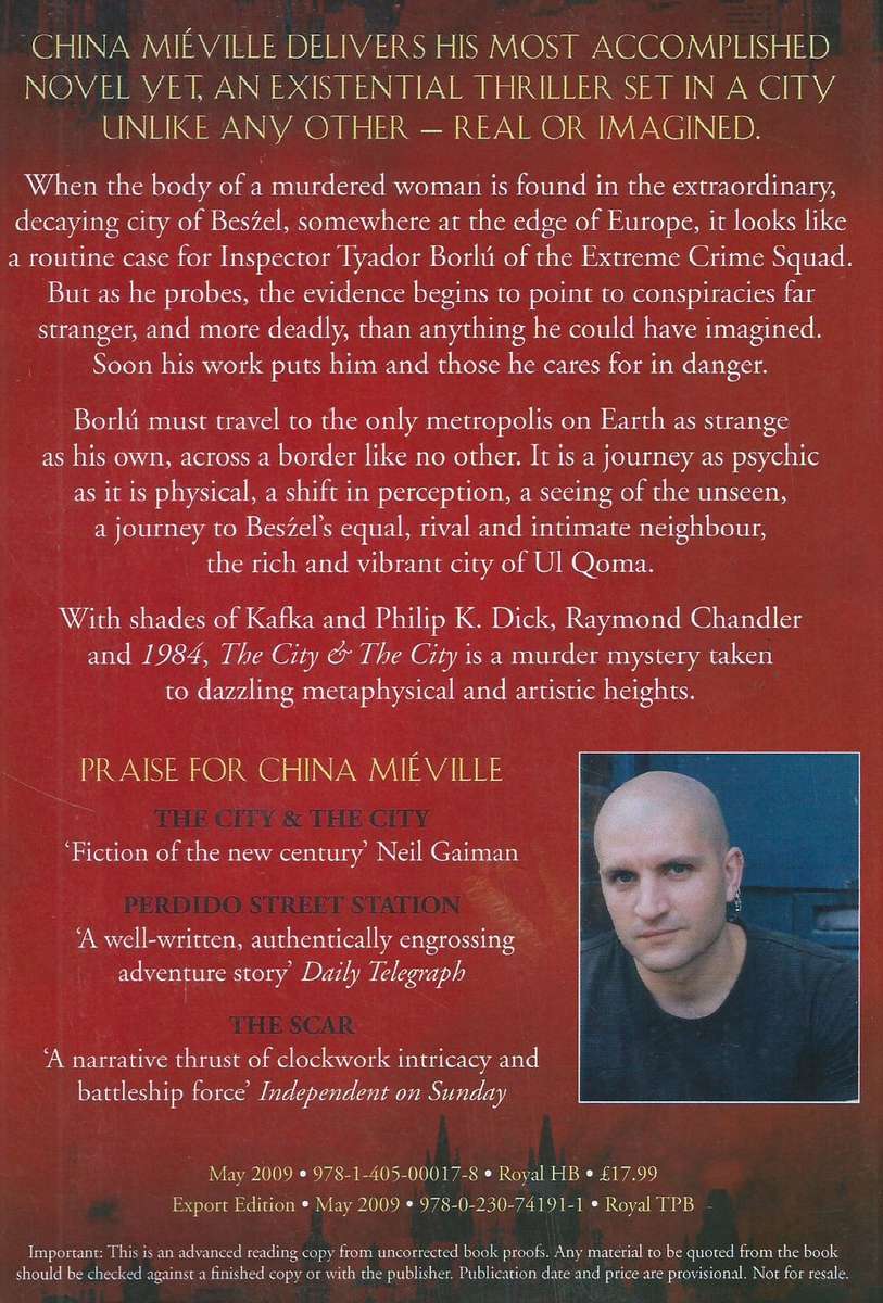 The City and the City (Limited Edition Proof Copy) | China Mieville