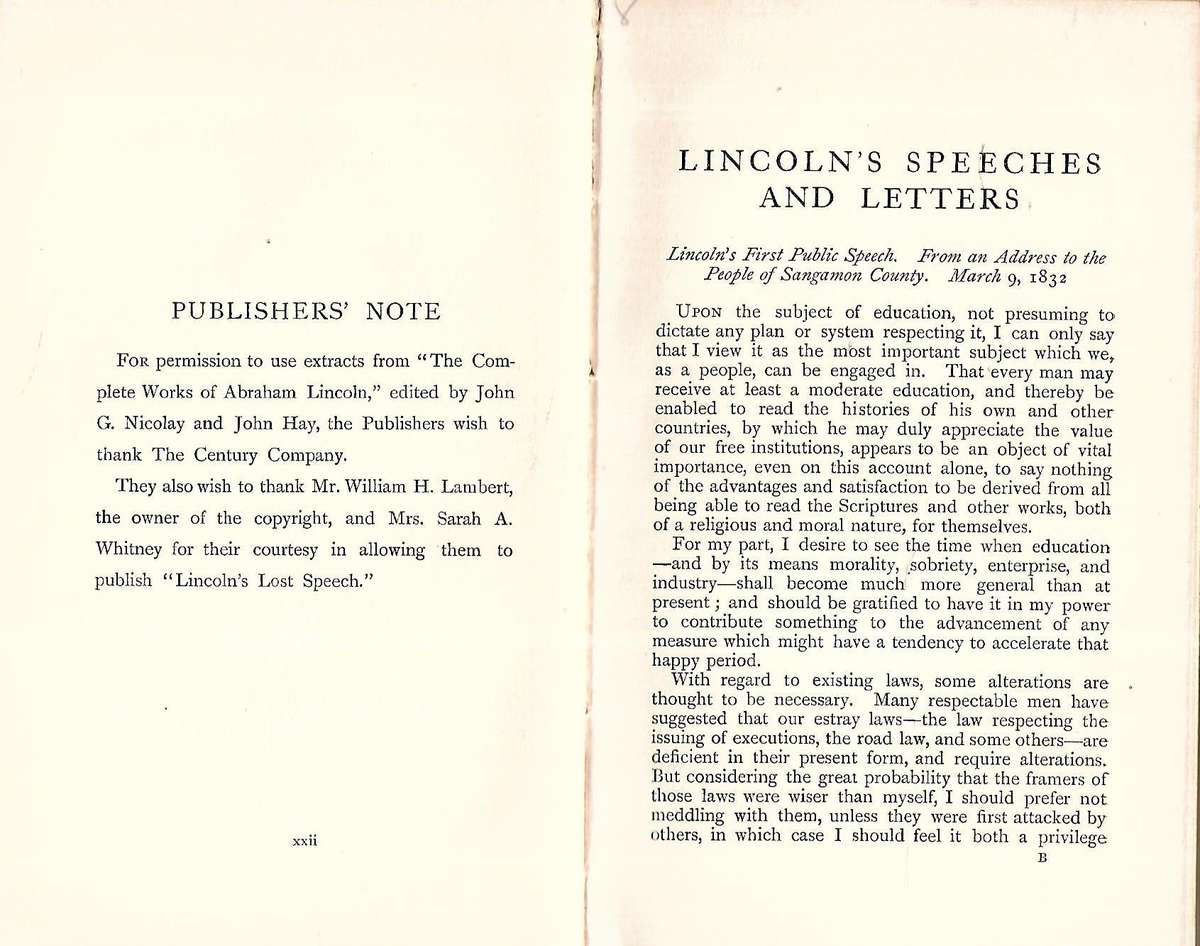 Speeches & Letters, 1832-1865 | Abraham Lincoln