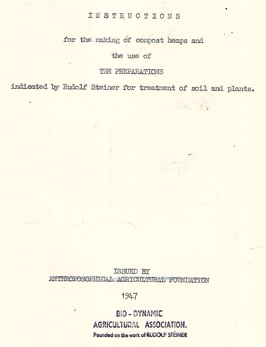 Instructions for the Making of Compost Heaps and the Use of the Preparations | Rudolf Steiner