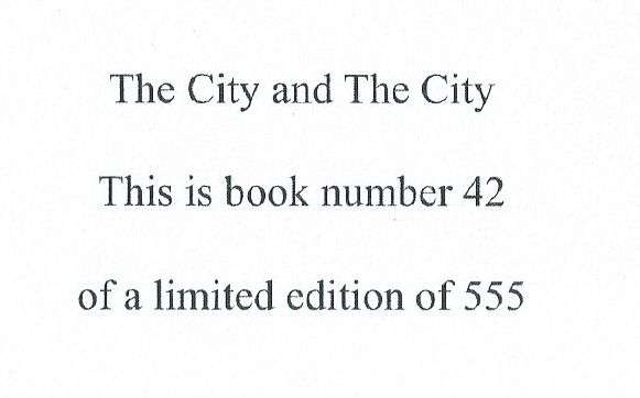 The City and the City (Limited Edition Proof Copy) | China Mieville
