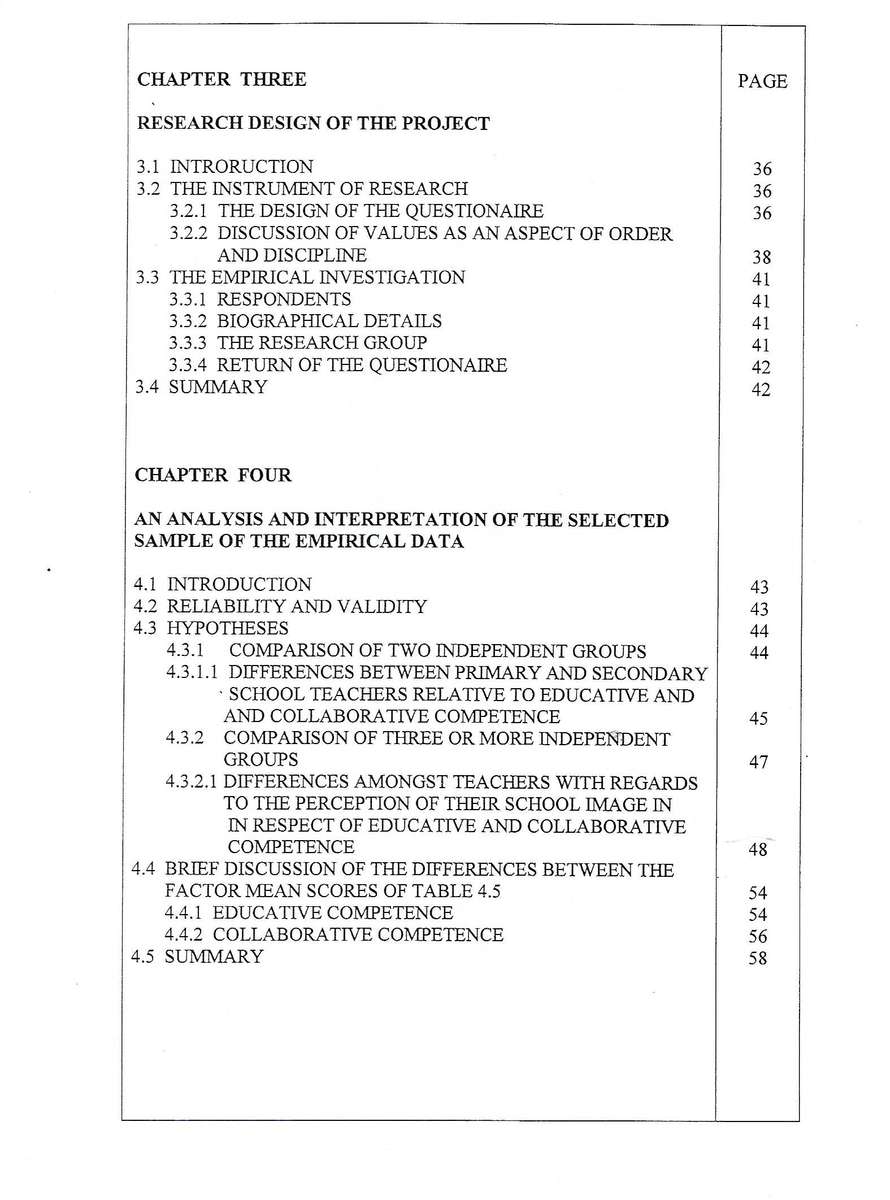 Values as an Aspect of Order and Discipline: Implication for the Management of Teacher Competence...