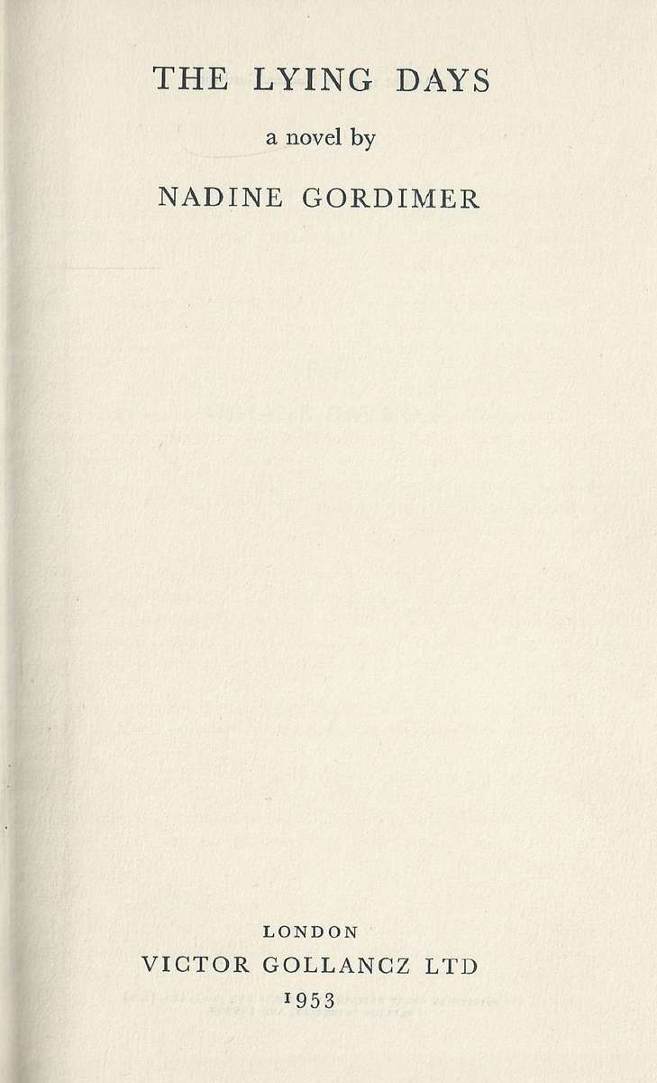 The Lying Days (Signed by Author) | Nadine Gordimer