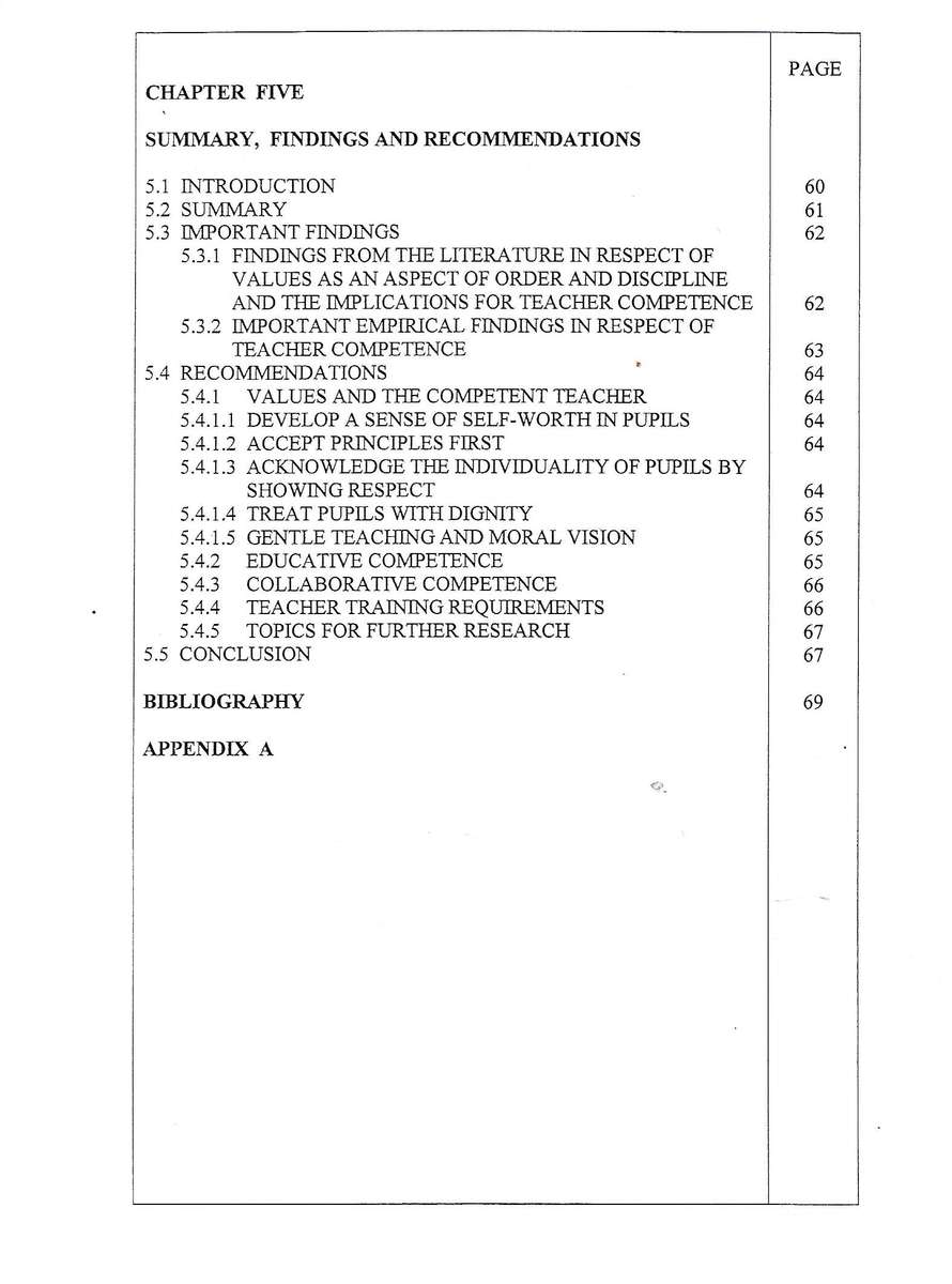 Values as an Aspect of Order and Discipline: Implication for the Management of Teacher Competence...