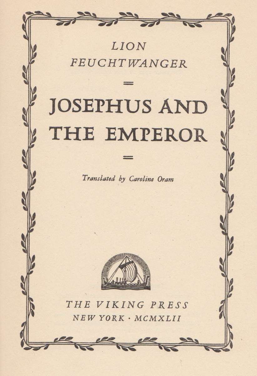 Josephus and the Emperor (First English Edition, 1942) | Lion Feuchtwanger
