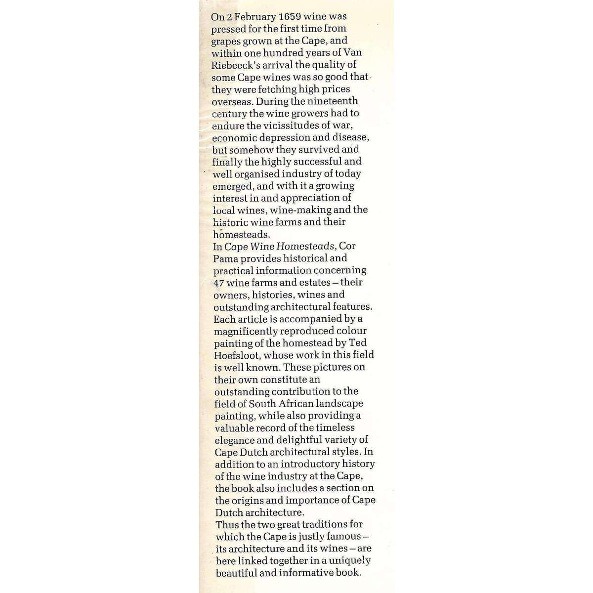 Cape Wine Homesteads (Signed by Author) | Ted Hoefsloot