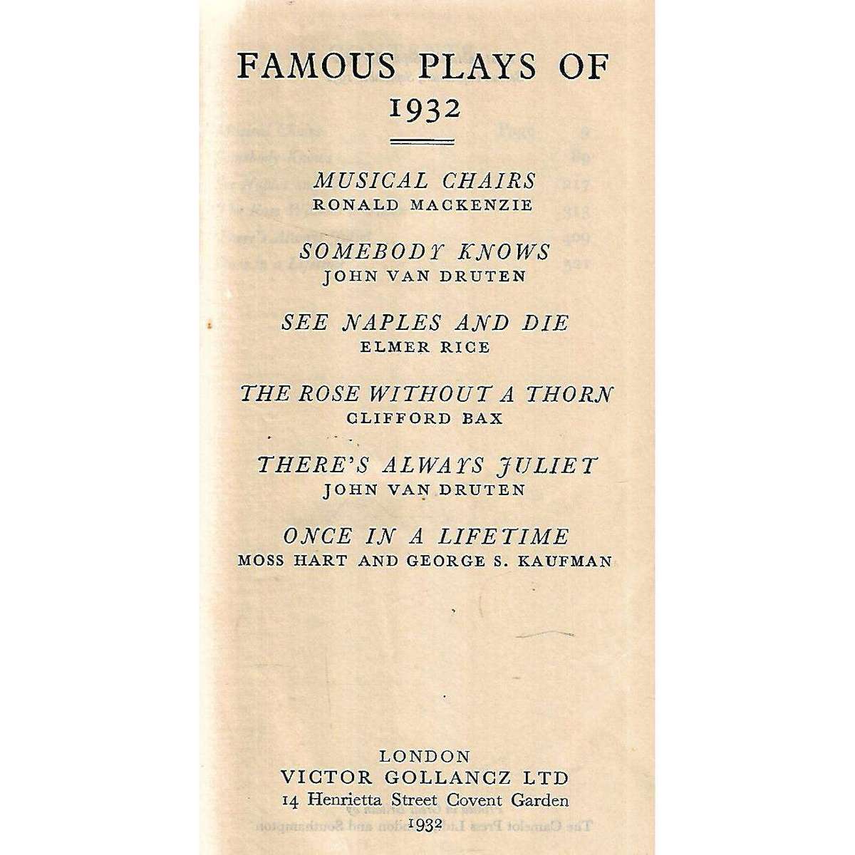 Famous Plays of 1932