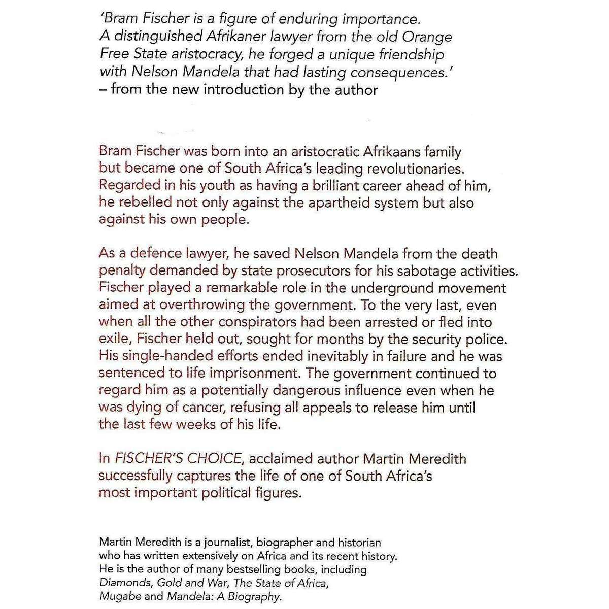 Fischer's Choice: The Life of Bram Fischer | Martin Meredith