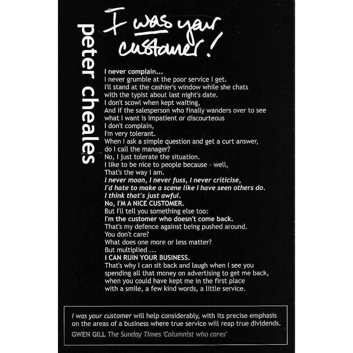 I Was Your Customer! (Inscribed by Author) | Peter Cheales