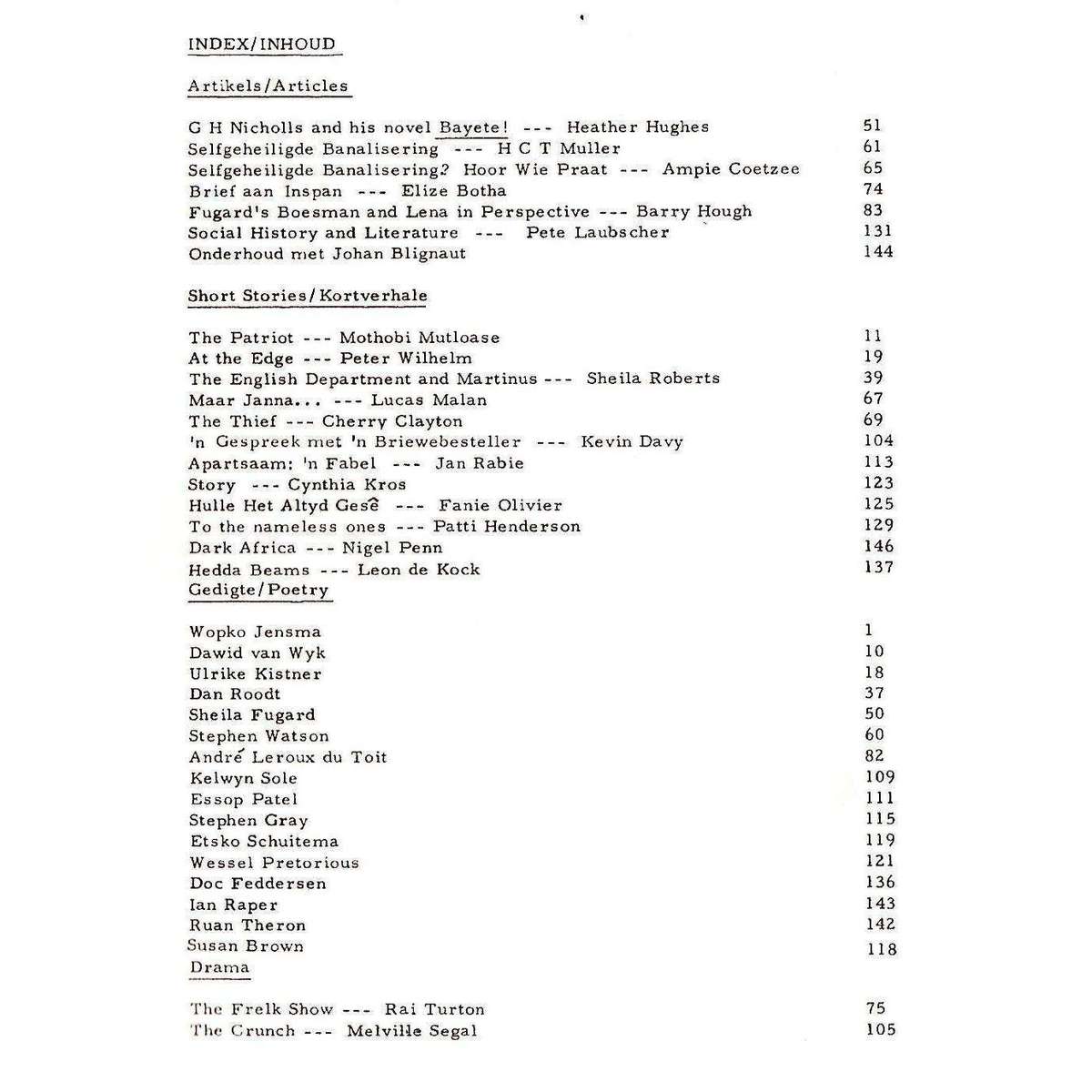 Inspan: Alternative South African Literary Magazine (Oct. 1978, Vol. 1, No. 2)