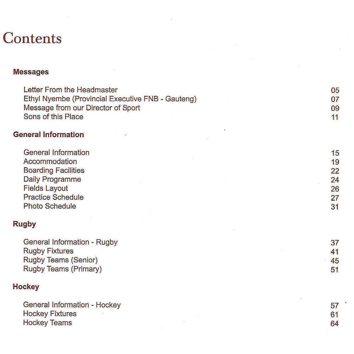 King Edward VII School Rugby and Hockey Festival Programme 2006