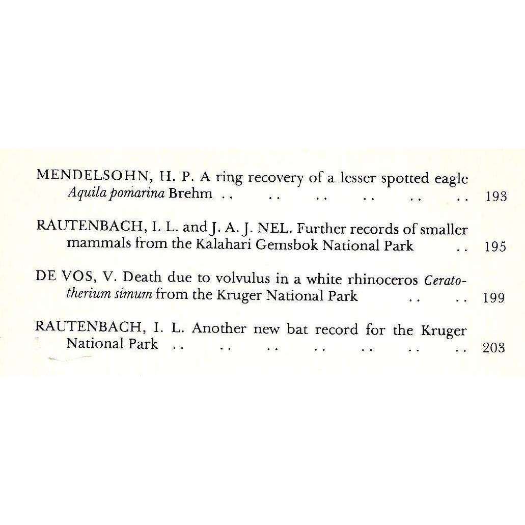 Koedoe: Journal for Scientific Research in the National Parks of the Republic of South Africa (No...