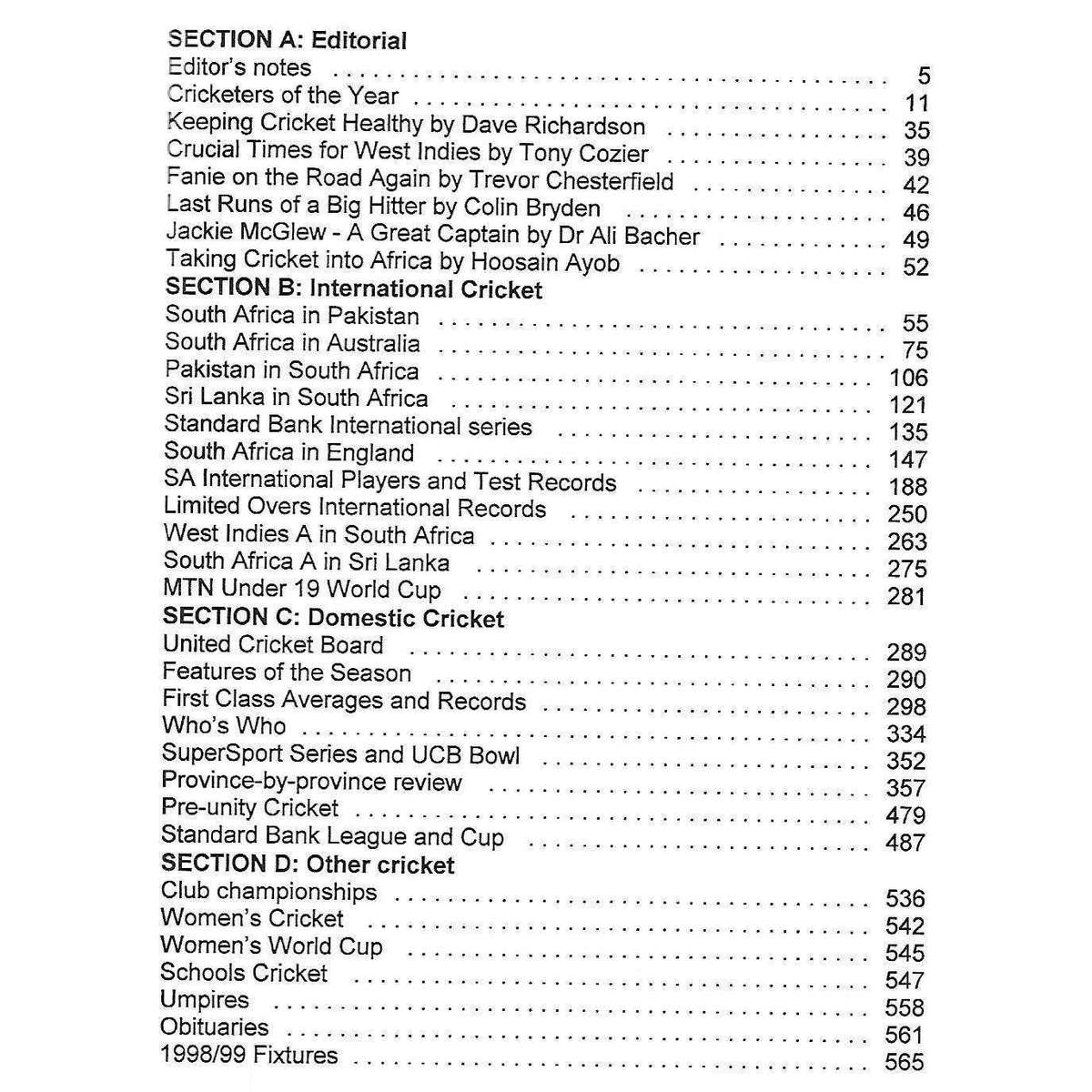 Mutual & Federal SA Cricket Annual '98 (Vol. 45) | Colin Bryden (Ed.)