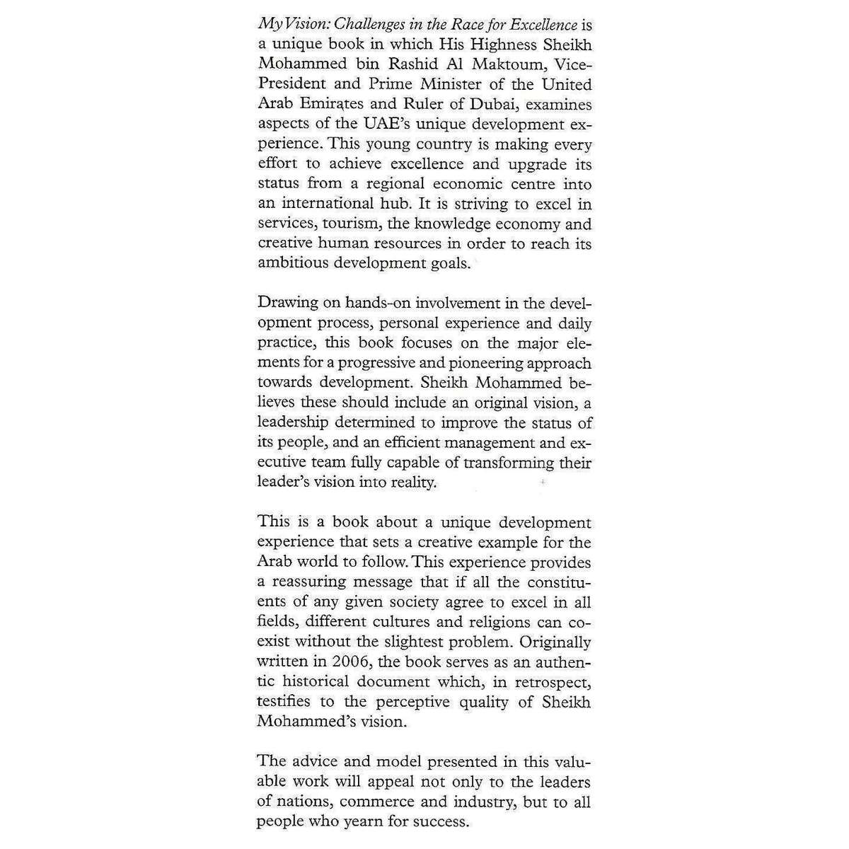 My Vision: Challenges in the Race for Excellence | Mohammed bin Rashid Al Maktoum