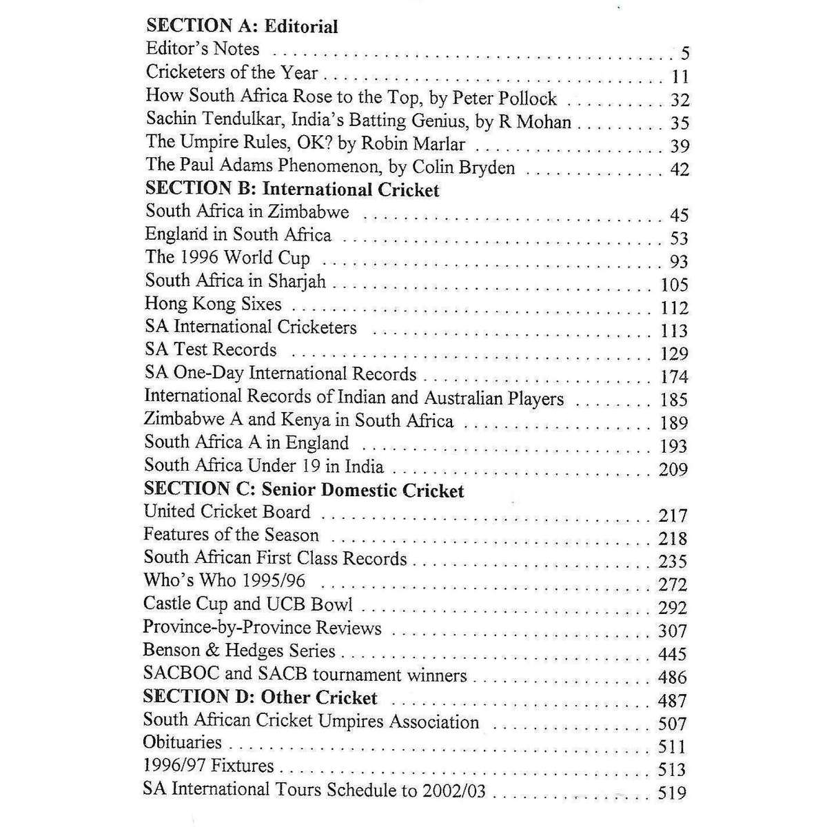 Protea Assurance SA Cricket Annual '96 (Vol. 43) | Colin Bryden (Ed.)