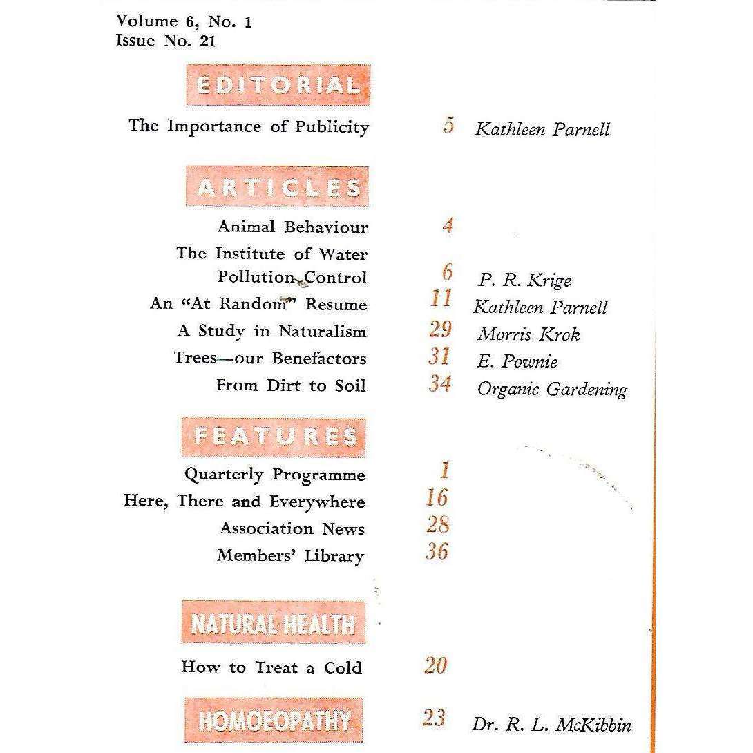 Soil Sense: Journal of the Organic Soil Association of Southern Africa (Spring, 1967)