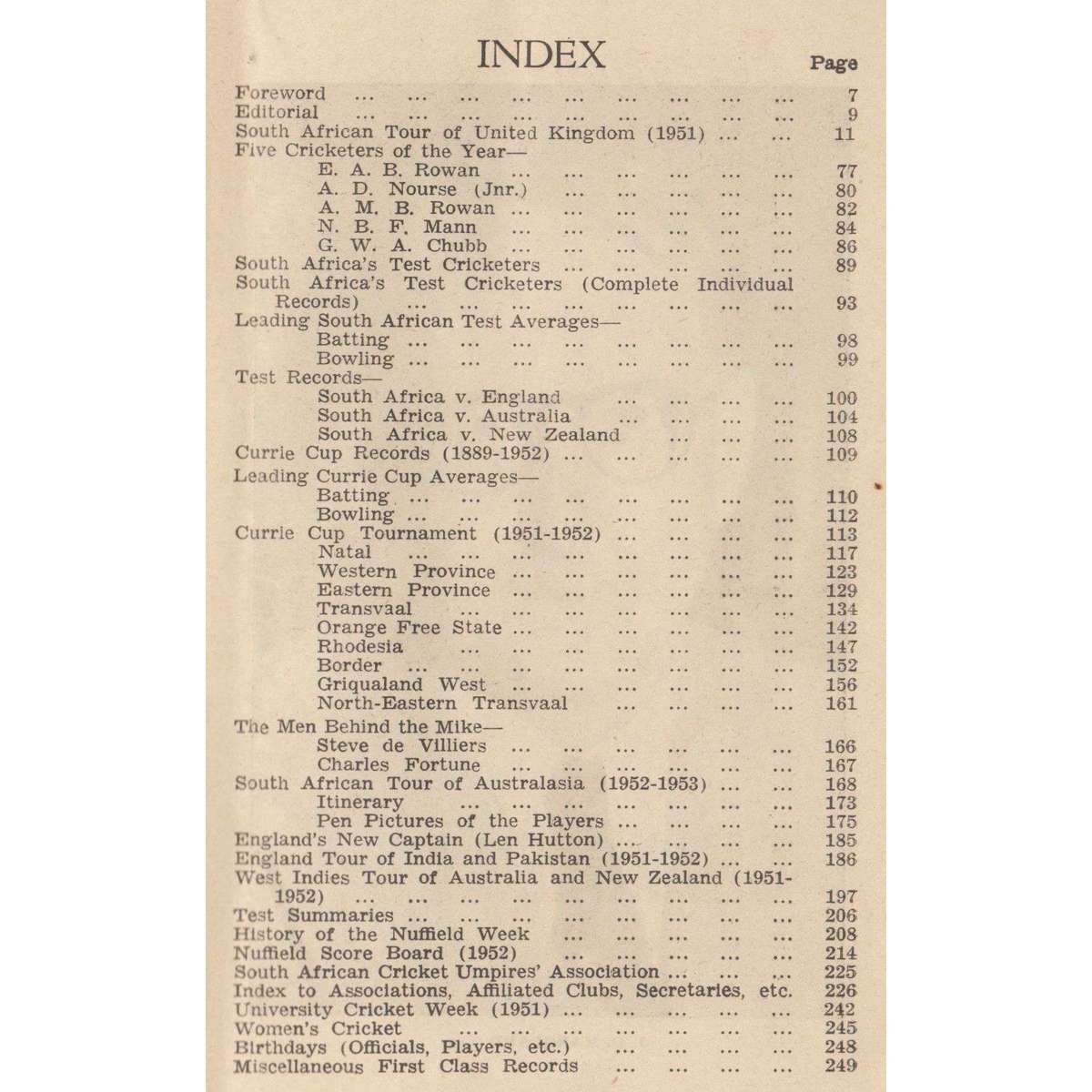 South African Cricket Annual 1951-1952 | Geoffrey A. Chette (Ed.)