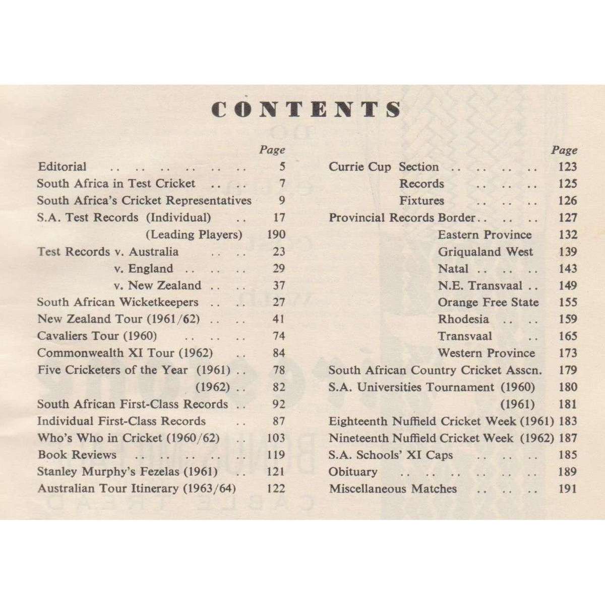 South African Cricket Annual 1961-1962 | Geoffrey A. Chettle (Ed.)