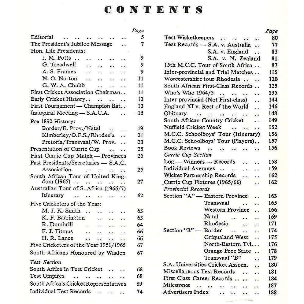 South African Cricket Annual 1965 (Jubilee Number) | Geoffrey A. Chettle (Ed.)