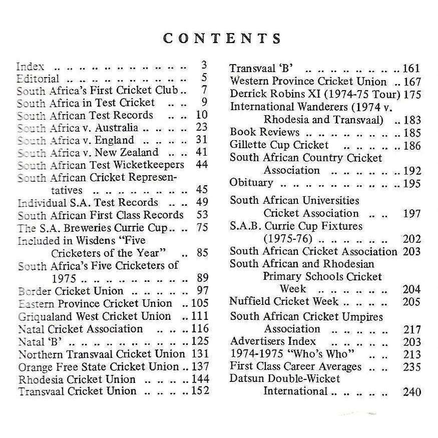 South African Cricket Annual 1975 | Geoffrey A. Chettle (Ed.)