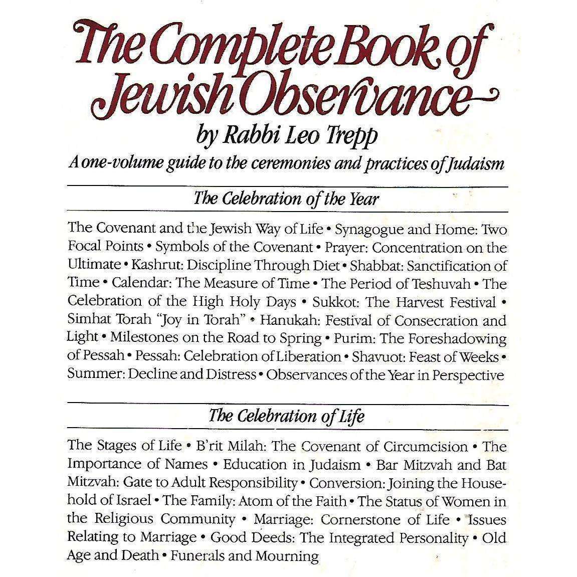 The Complete Book of Jewish Observance: A Practical Manual for the Modern Jew | Leo Trepp