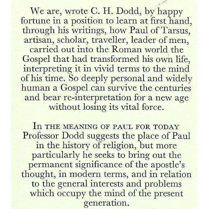 The Meaning of Paul for Today | C. H. Dodd