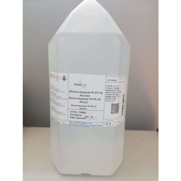 Food Grade Ethanol Absolute Alcohol 99.9% - 2.5 Lt Plastic Bottle