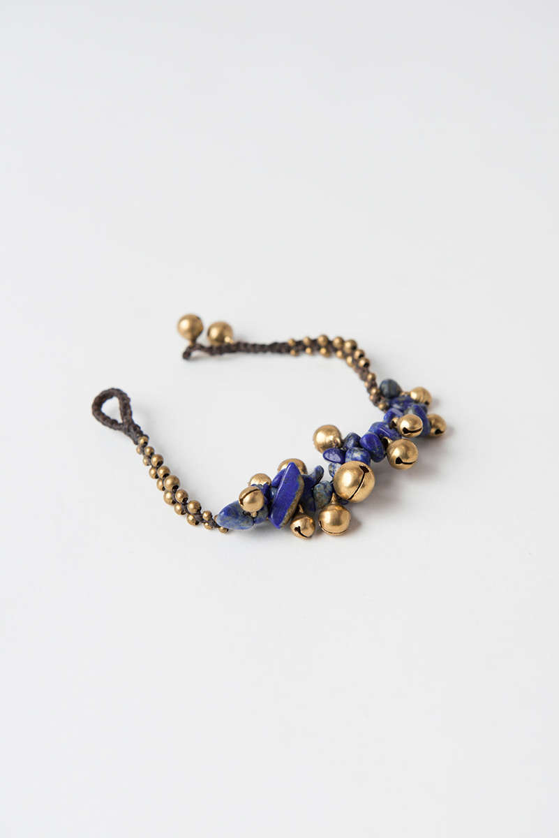 Bell and Stone Bracelet, Blue