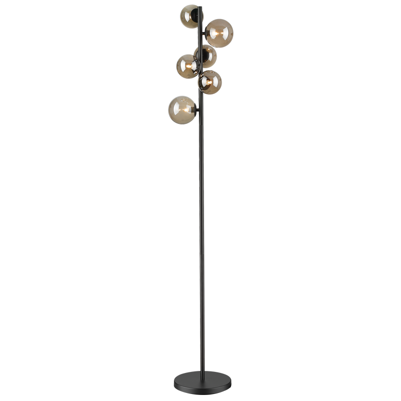 Floor Lamp with Smoke Colour Glass/6 Light