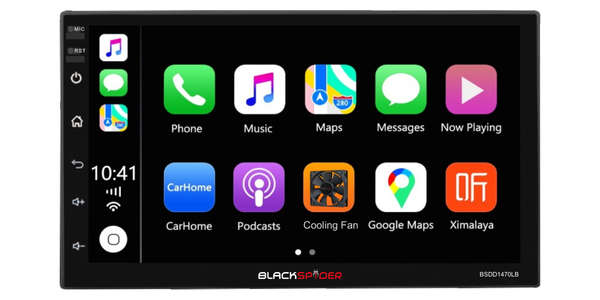BlackSpider BSDD1470LB Double Din Wireless Apple CarPlay Android Auto Radio Long Base - Car Audio