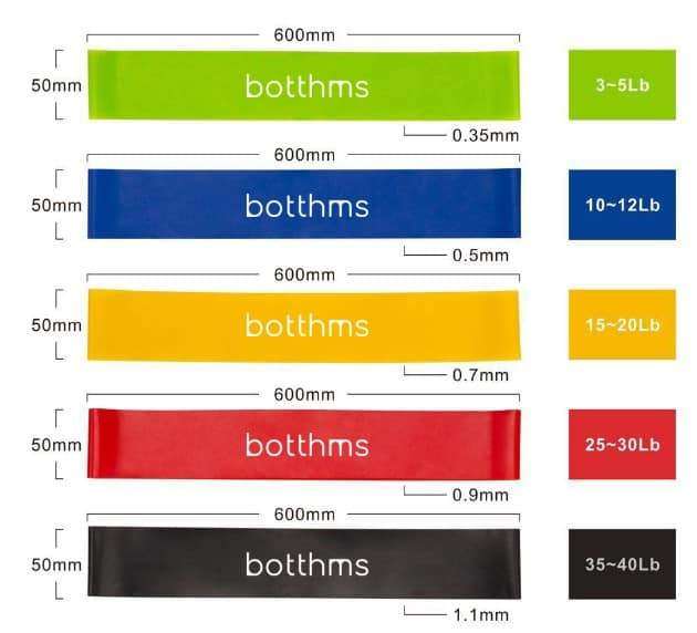 botthms Hip Resistance bands - Set of 5
