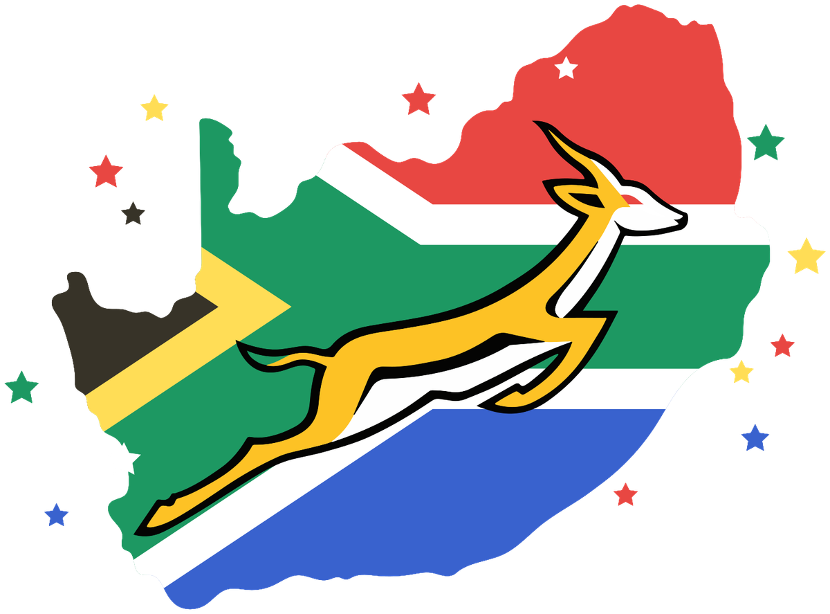 Springbok South Africa Flag land - Face Water Decals